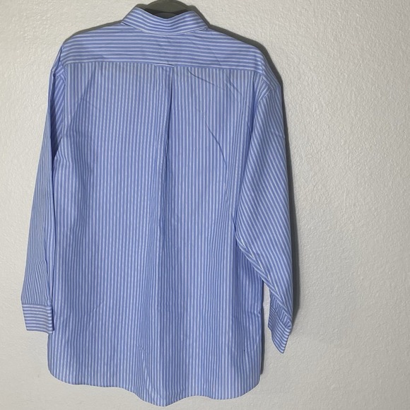 Gold Label Non Iron Men's 16/33‎ Blue White Stripe Button Down Dress Long Sleeve - Picture 3 of 4